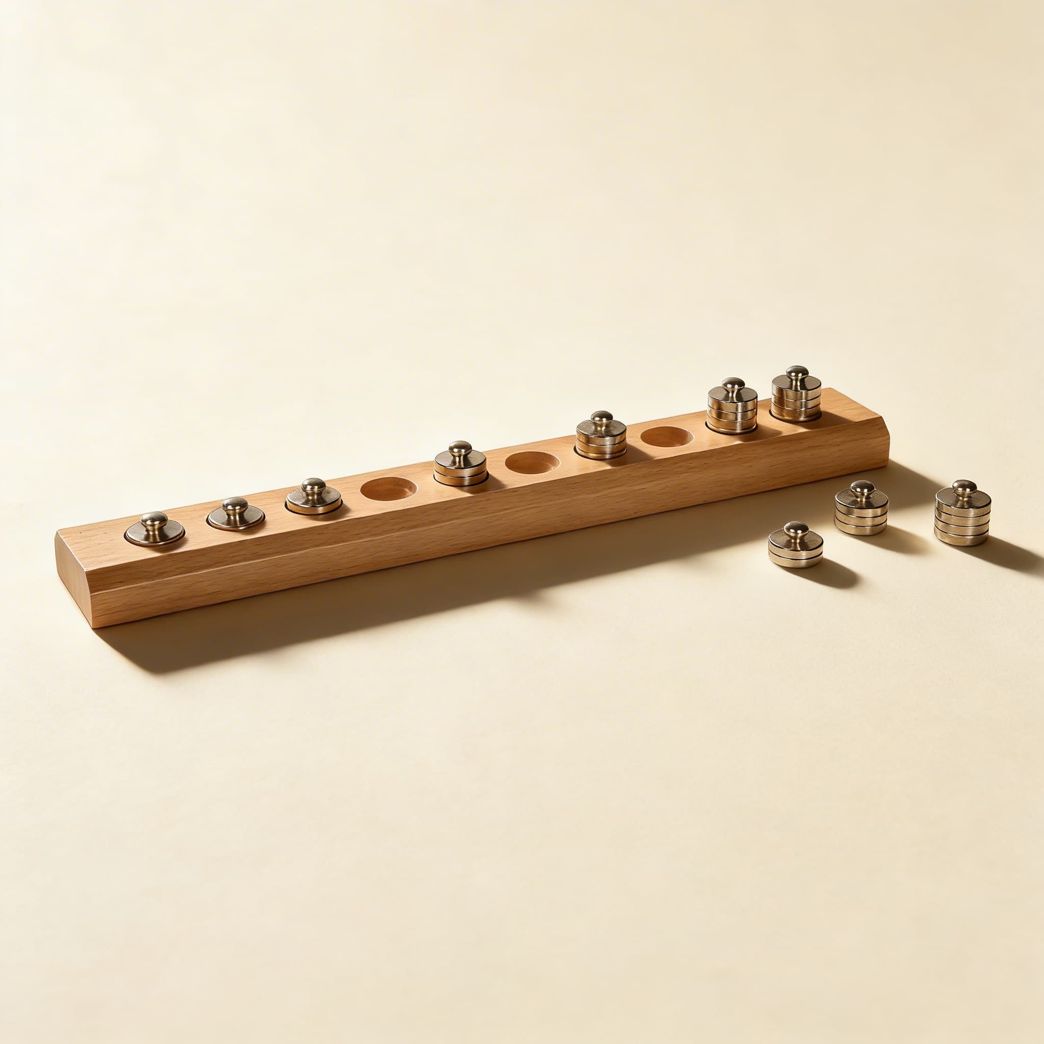 10 Gewichte im Holzaufbewahrungsblock — Katalogansicht