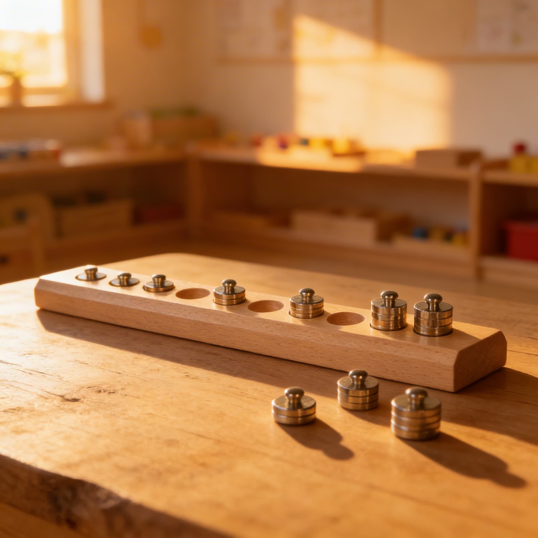 10 Gewichte im Holzaufbewahrungsblock — Im Einsatz