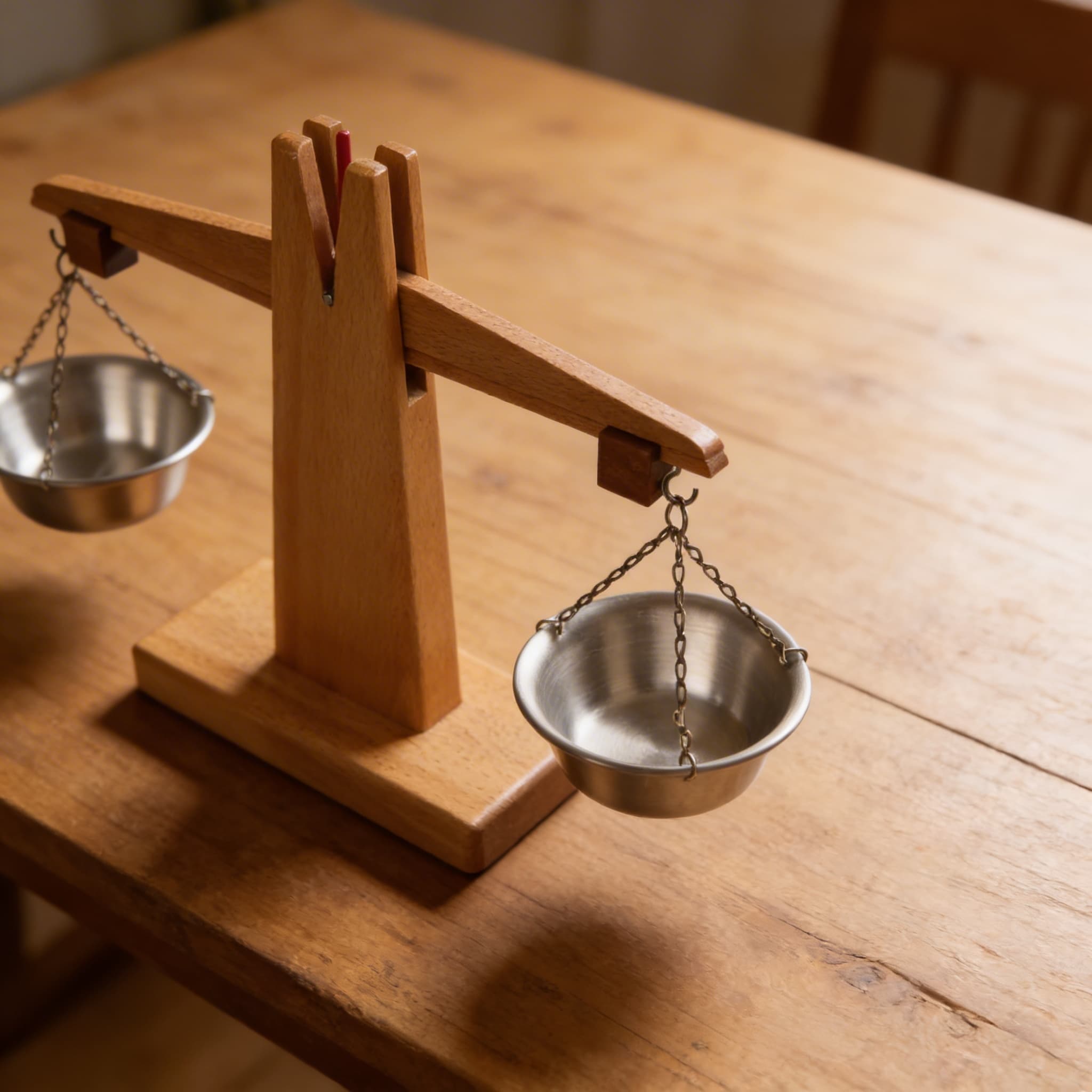 Kleine Holzwaage — Detailansicht