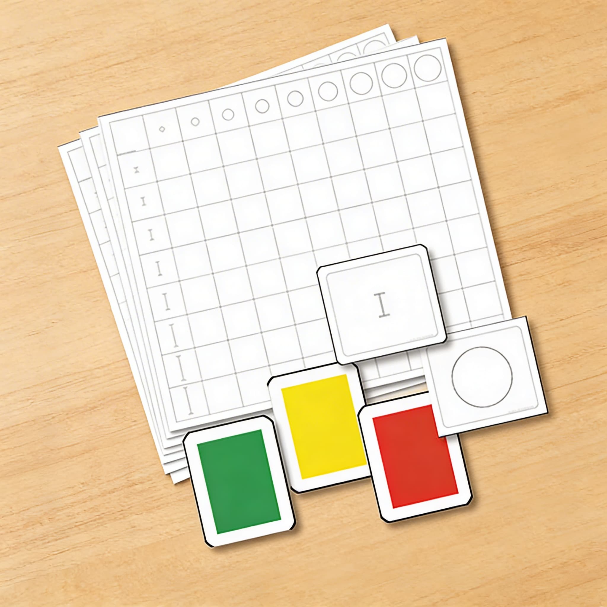 Tabulka válečků bez úchytek — Kontrolní karty pro rozlišování — Boční pohled