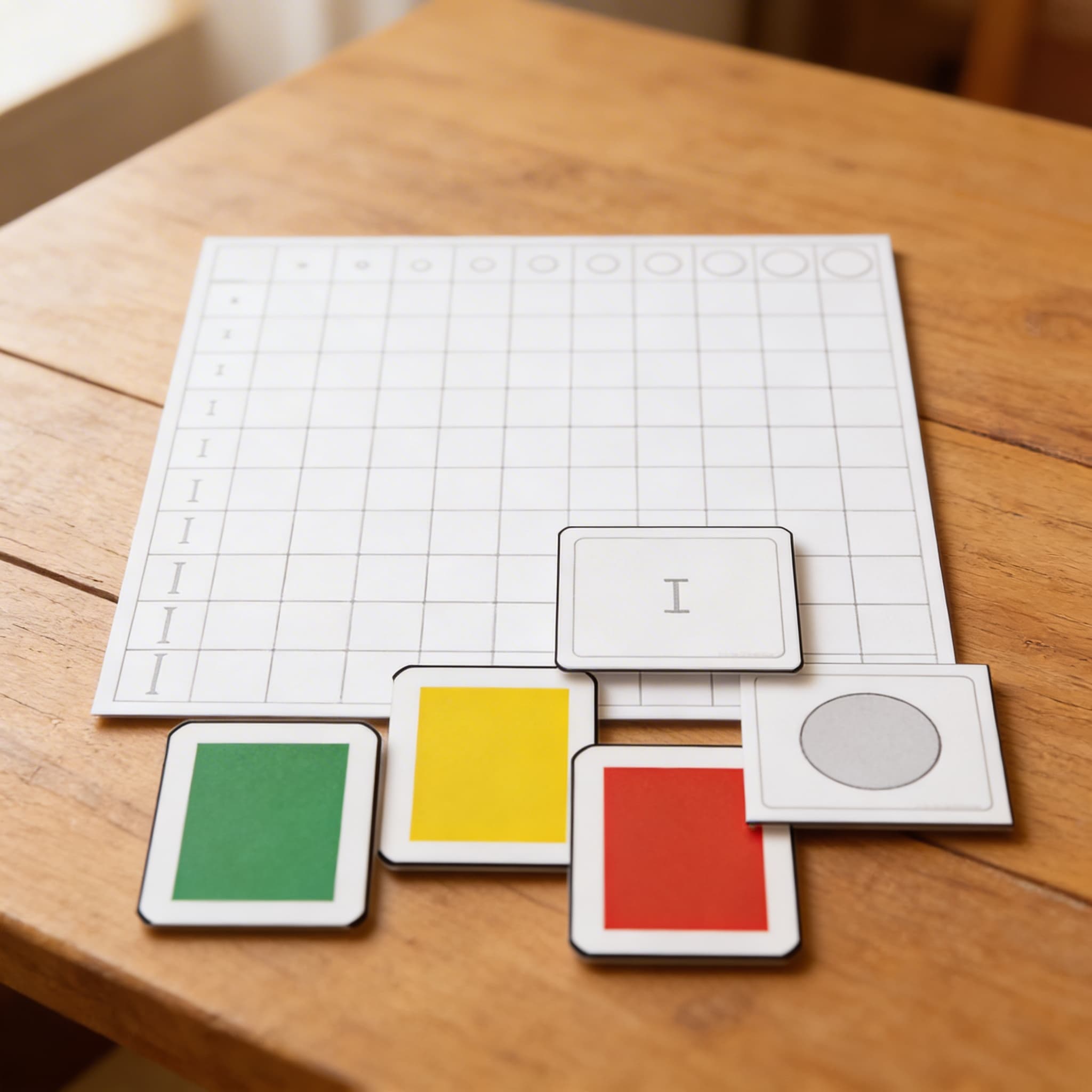 Tabulka válečků bez úchytek — Kontrolní karty pro rozlišování — Detailní pohled