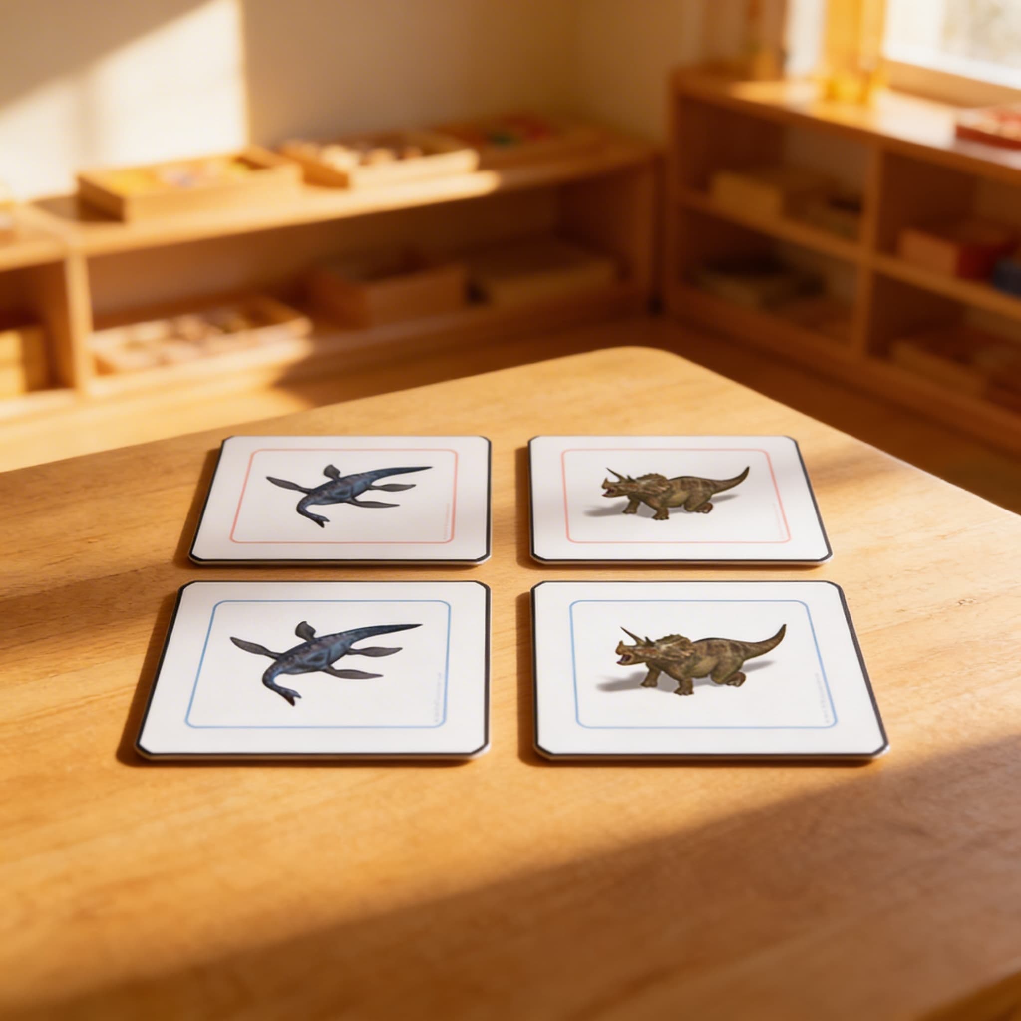 Přiřazovací karty dinosaurů — Při použití