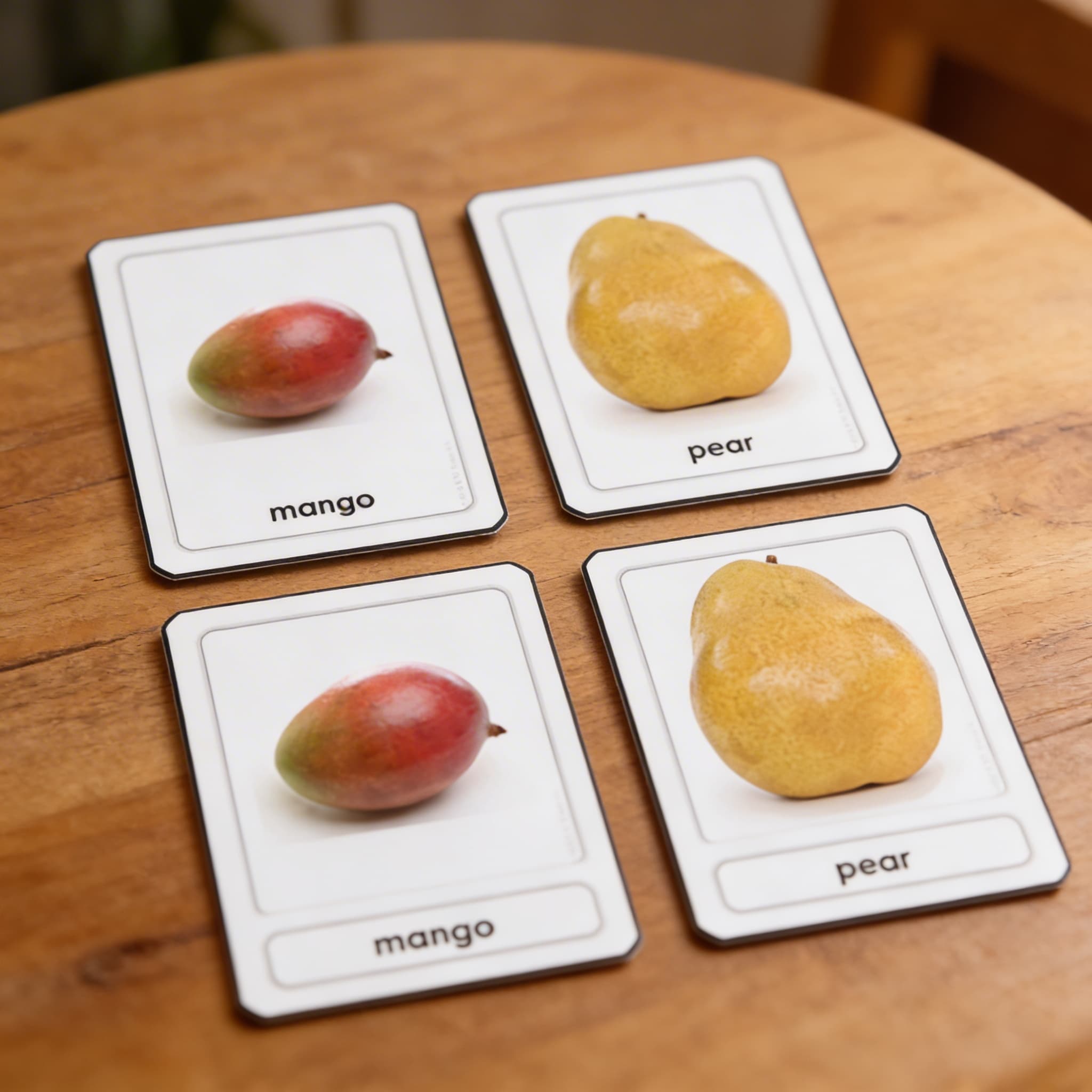 Trojdílné karty: Ovoce — Detailní pohled