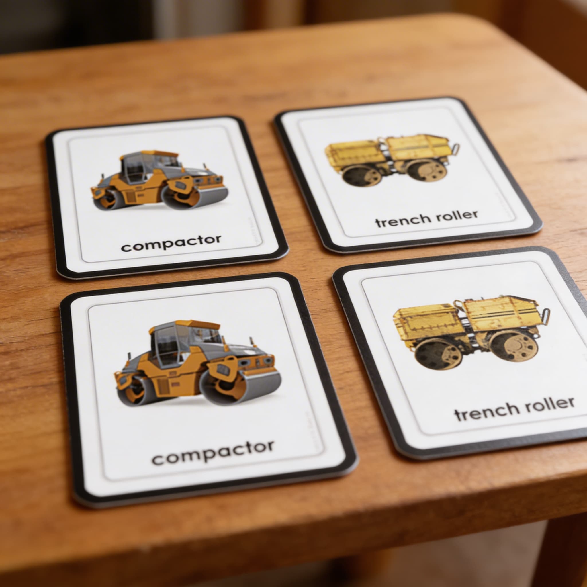 Stavební stroje — Třídílné karty — Detailní pohled