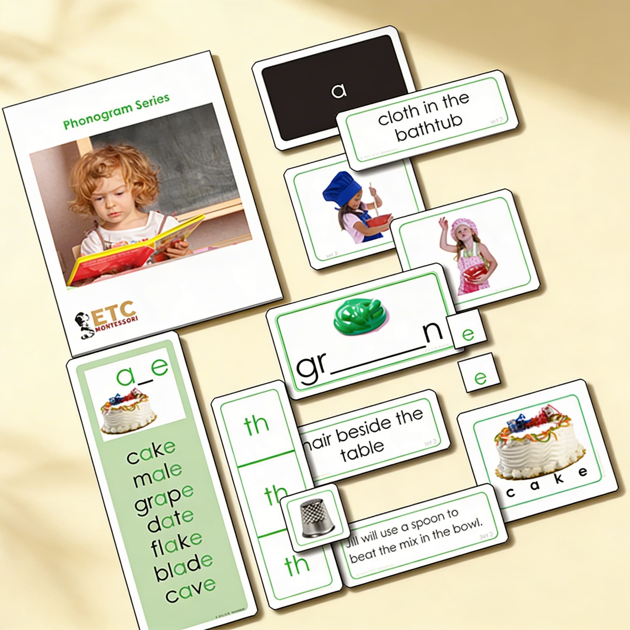 Zelená fonogramová séria — pokročilé čítacie vzory — Bočný pohľad