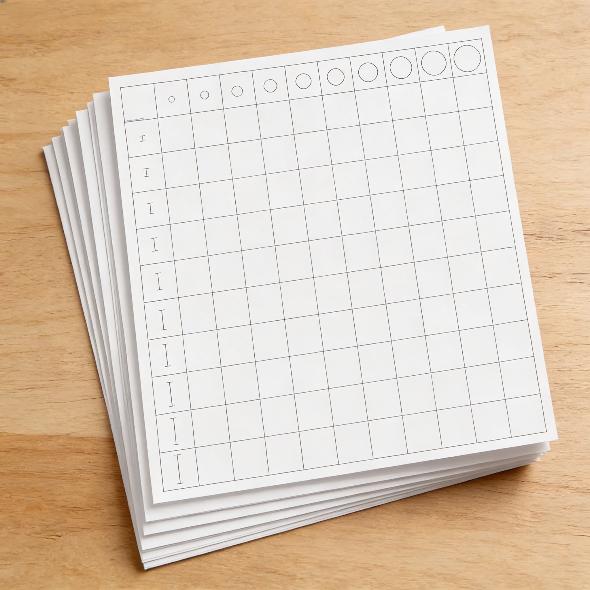 Kontrolní tabulka barevných válečků — 11×11 stupňovaná mřížka — Boční pohled