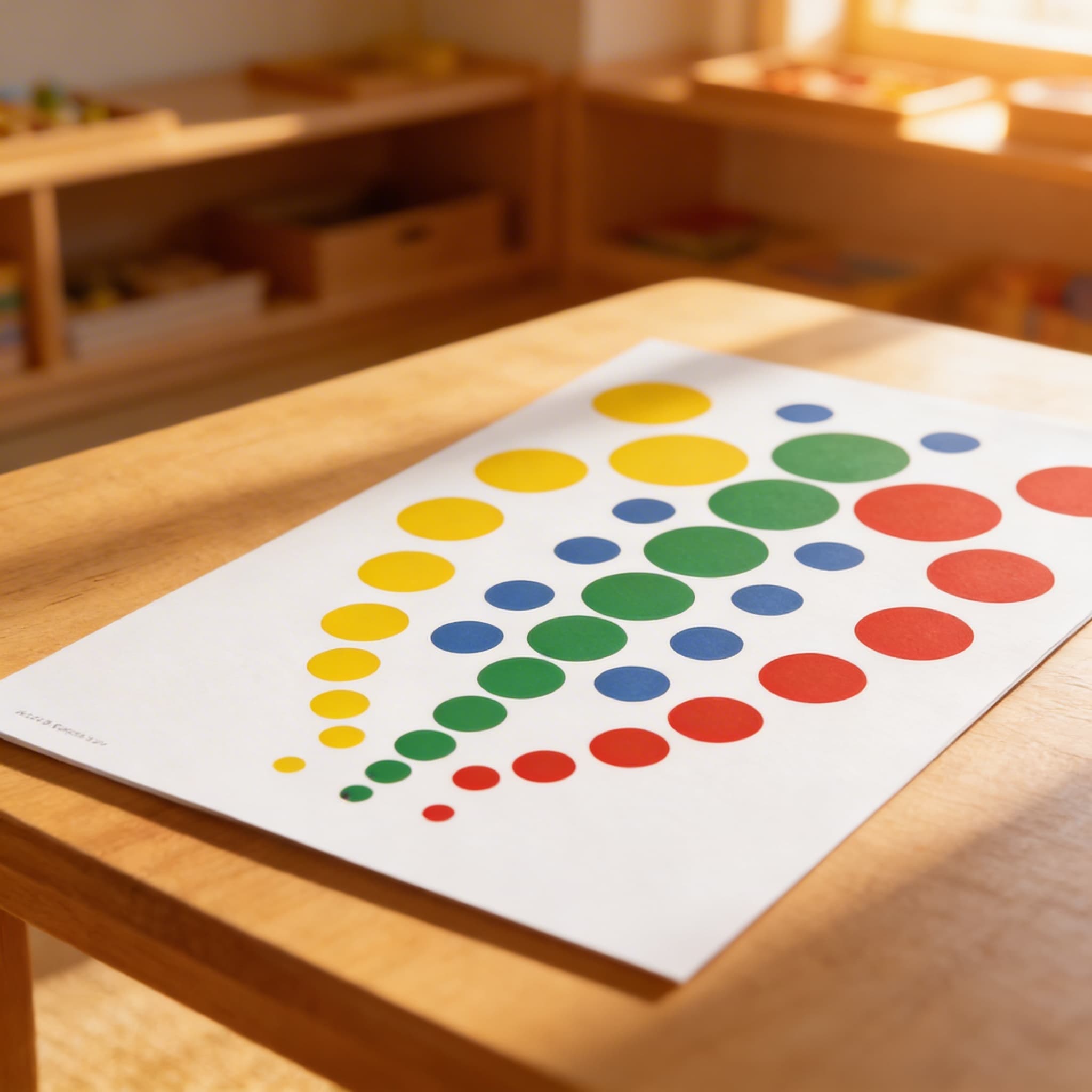 Vzorové karty barevných válců — Vizuální rozlišovací cvičení — Při použití