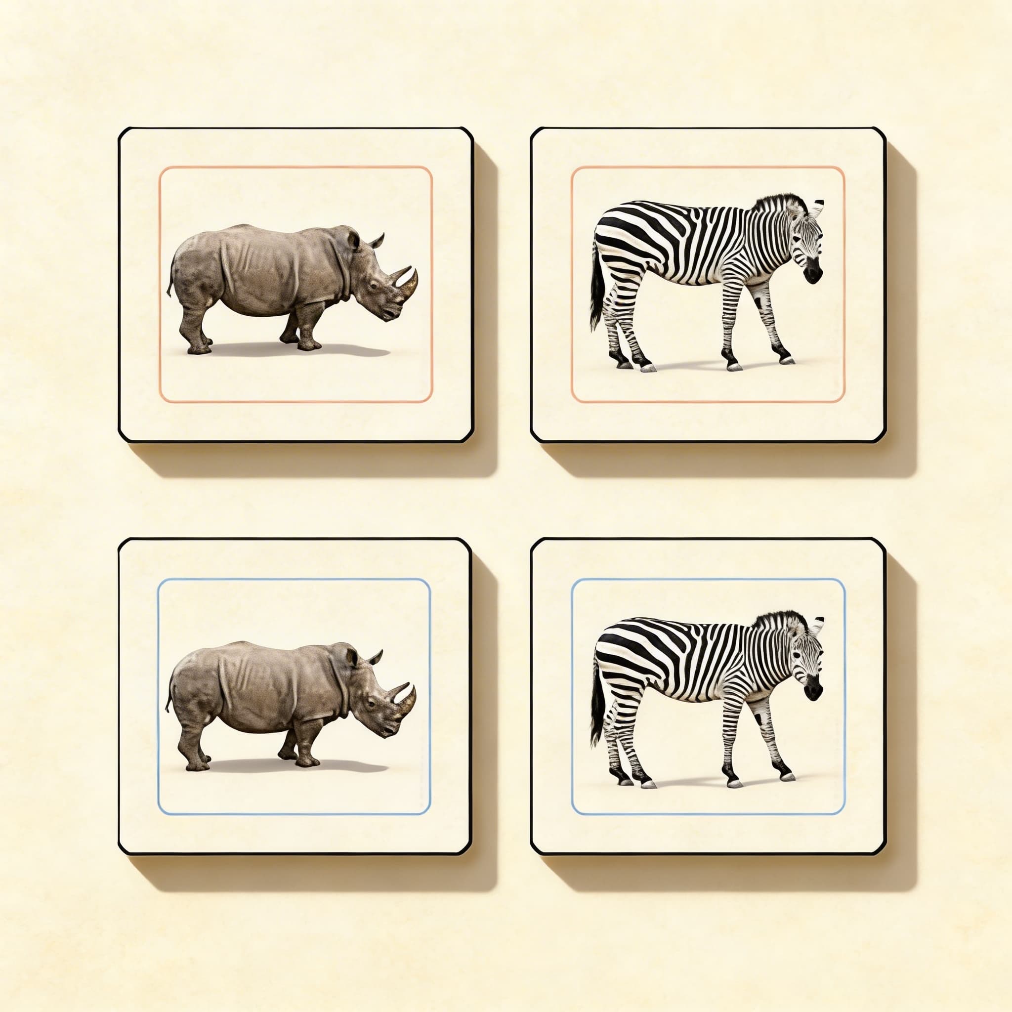 Afrikanische Tiere Zuordnungskarten (Spanisch)