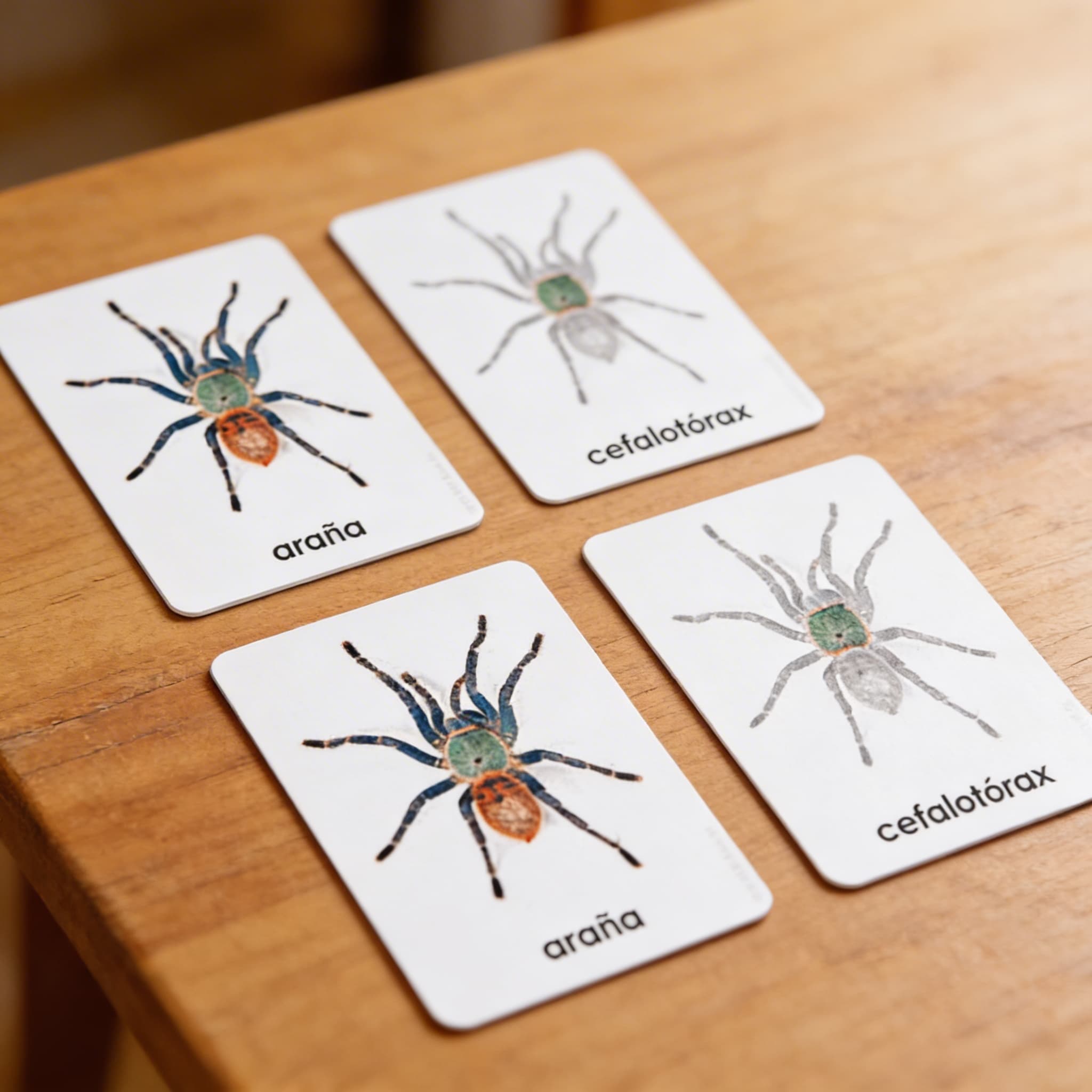 Části pavouka — zoologické karty (španělsky) — Detailní pohled