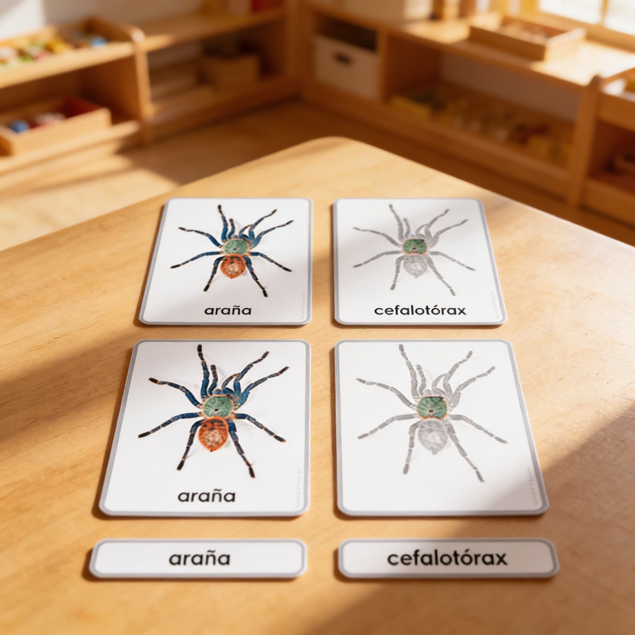 Části pavouka — zoologické karty (španělsky) — Při použití