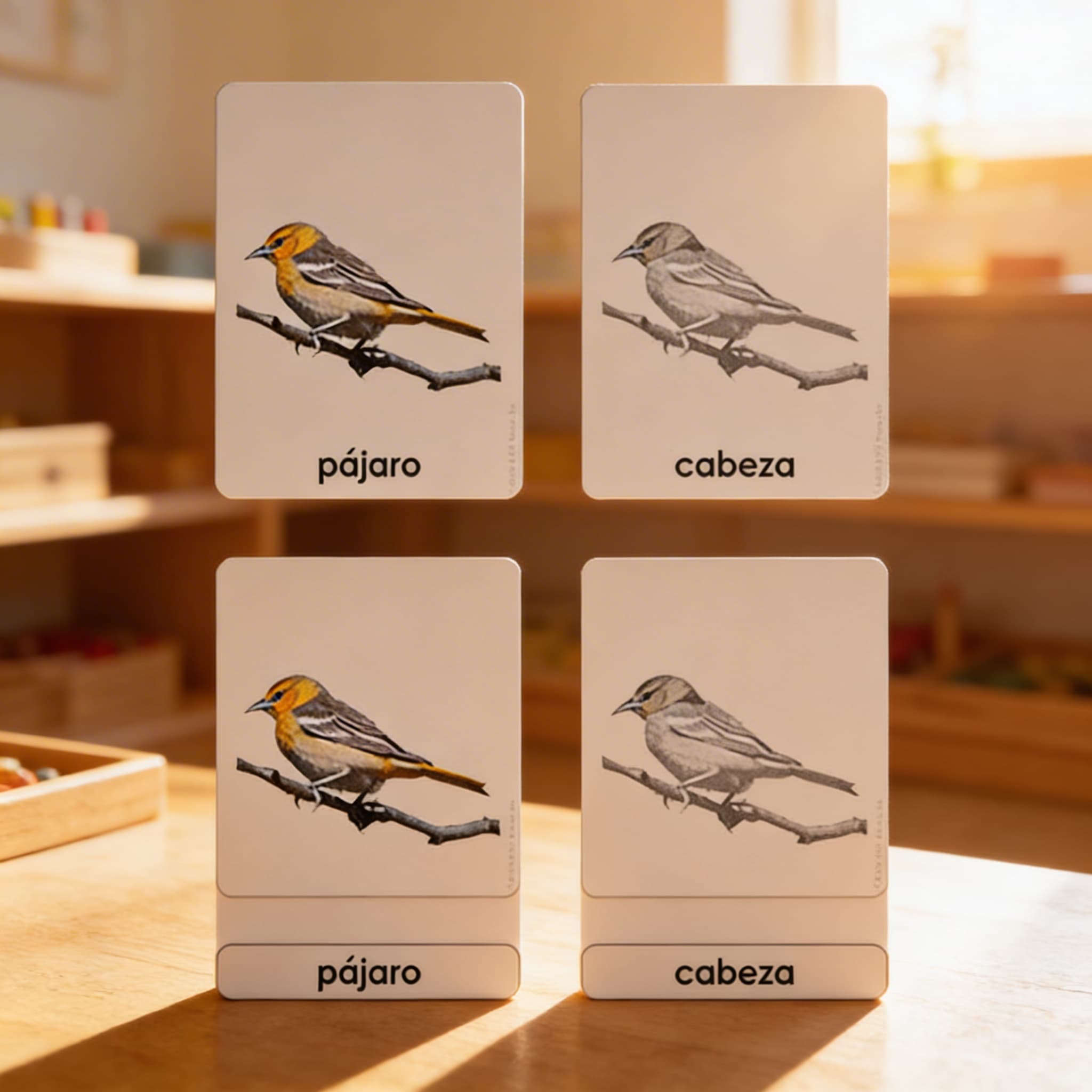 Části ptáka — zoologické karty (španělsky) — Při použití