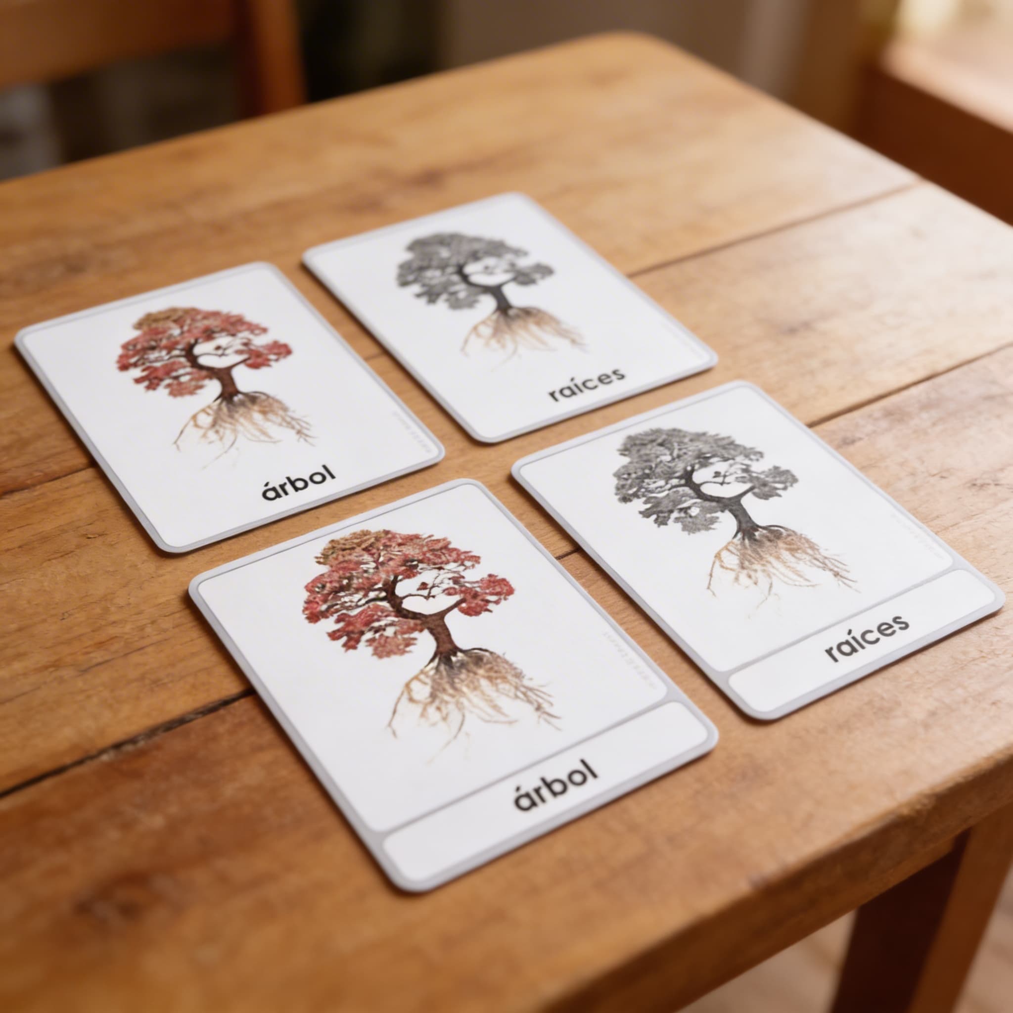 Části stromu — botanické karty (španělsky) — Detailní pohled