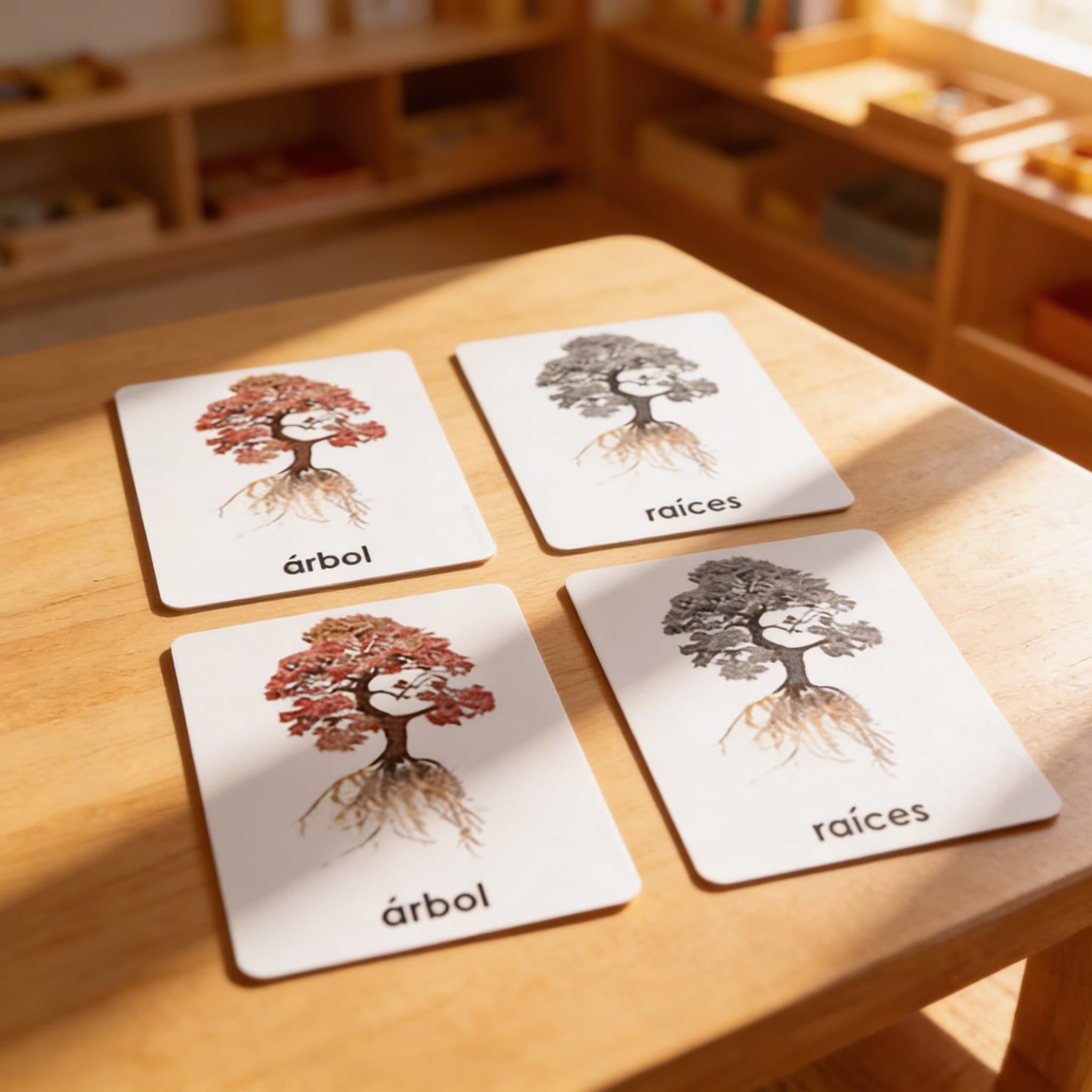 Části stromu — botanické karty (španělsky) — Při použití