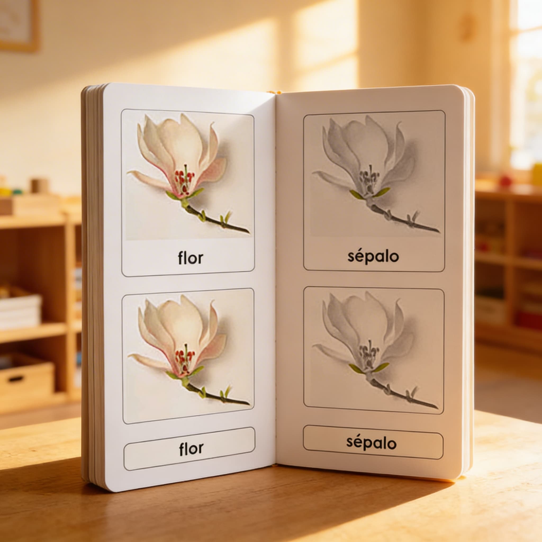 Části květiny — botanické karty (španělsky) — Při použití