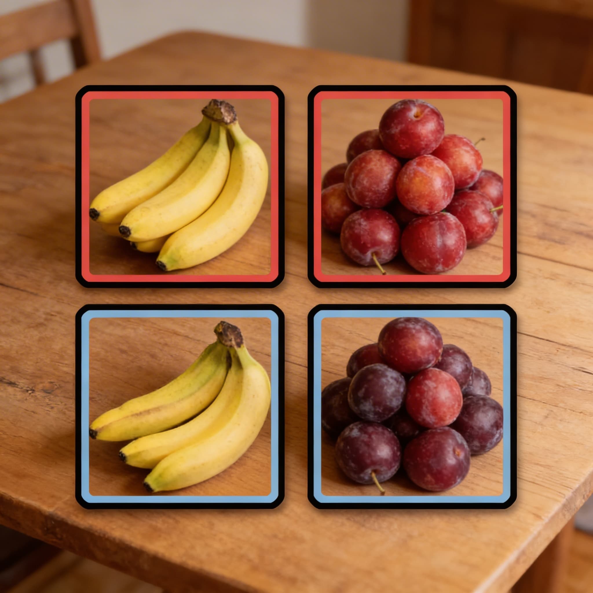 Pracovné karty na priraďovanie ovocia (španielsky) — Detailný pohľad