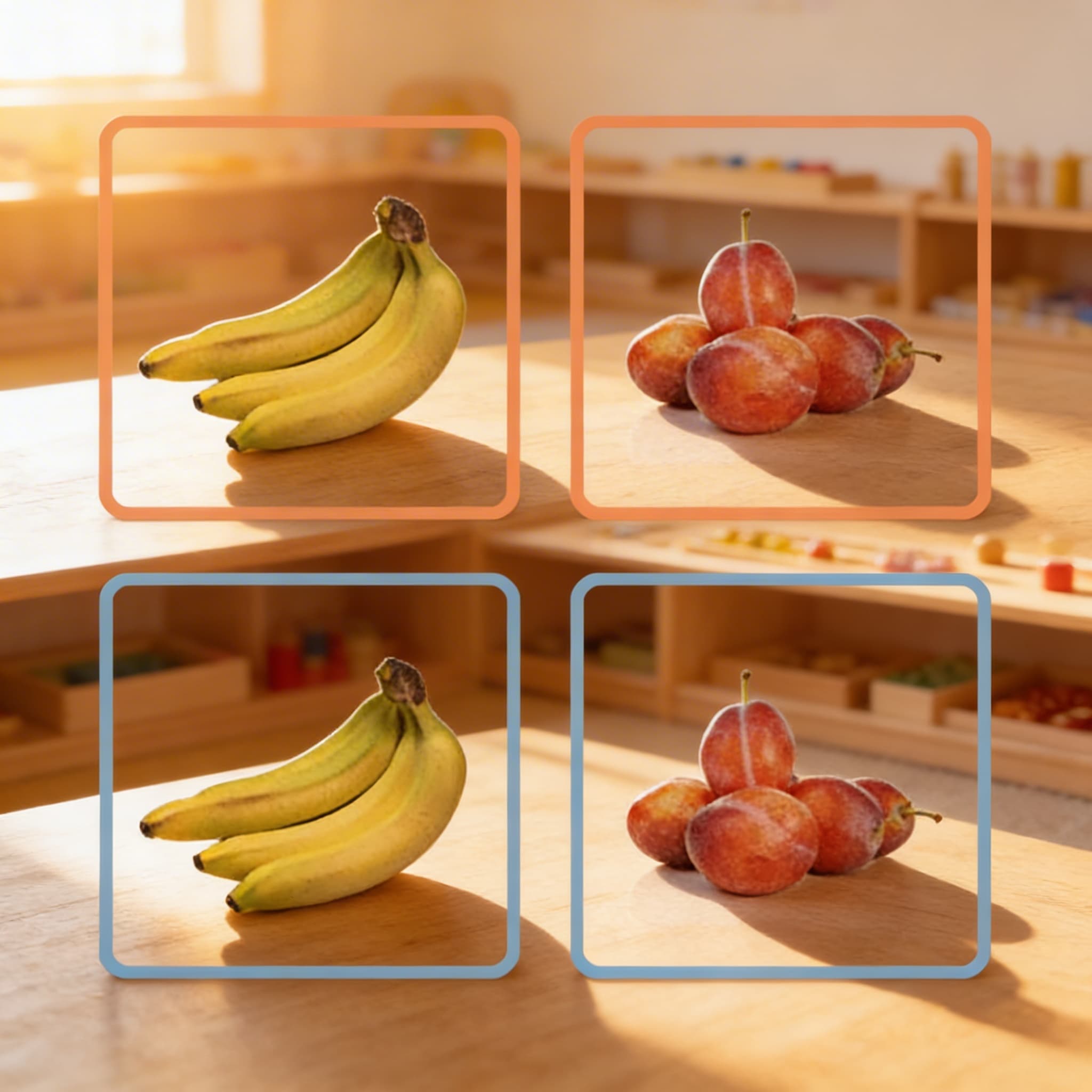 Pracovné karty na priraďovanie ovocia (španielsky) — Pri použití