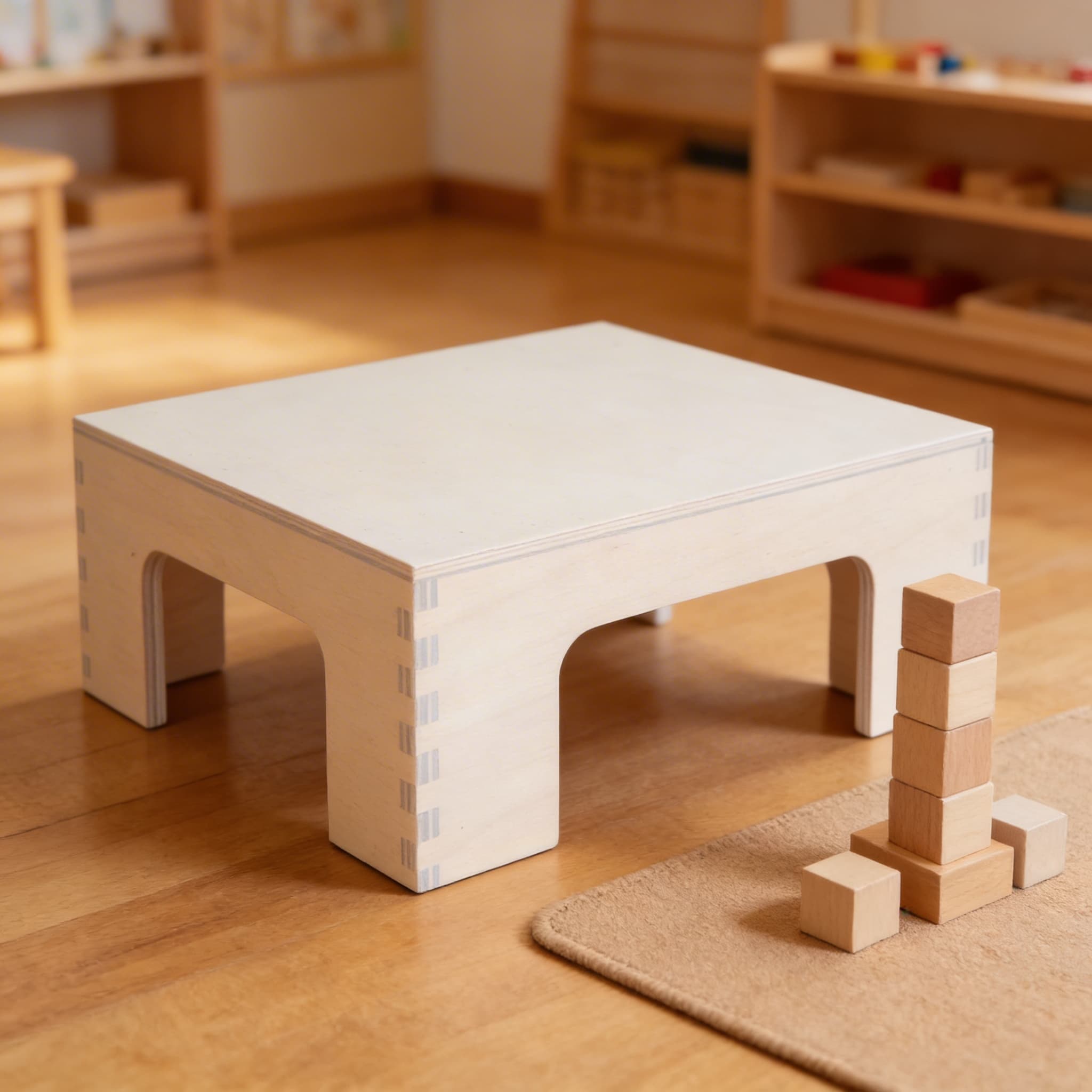 Rosa Turm Ständer — Holzaufbewahrung für große Würfel — Detailansicht