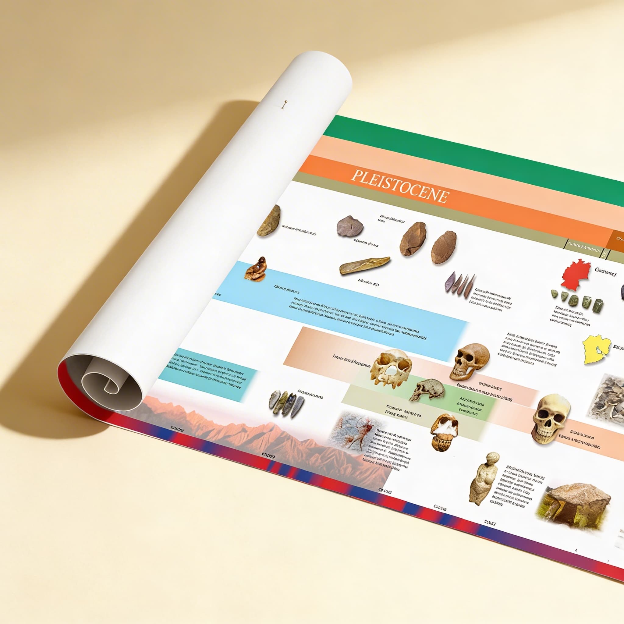 Časová osa raných lidí (velký displej) — Boční pohled