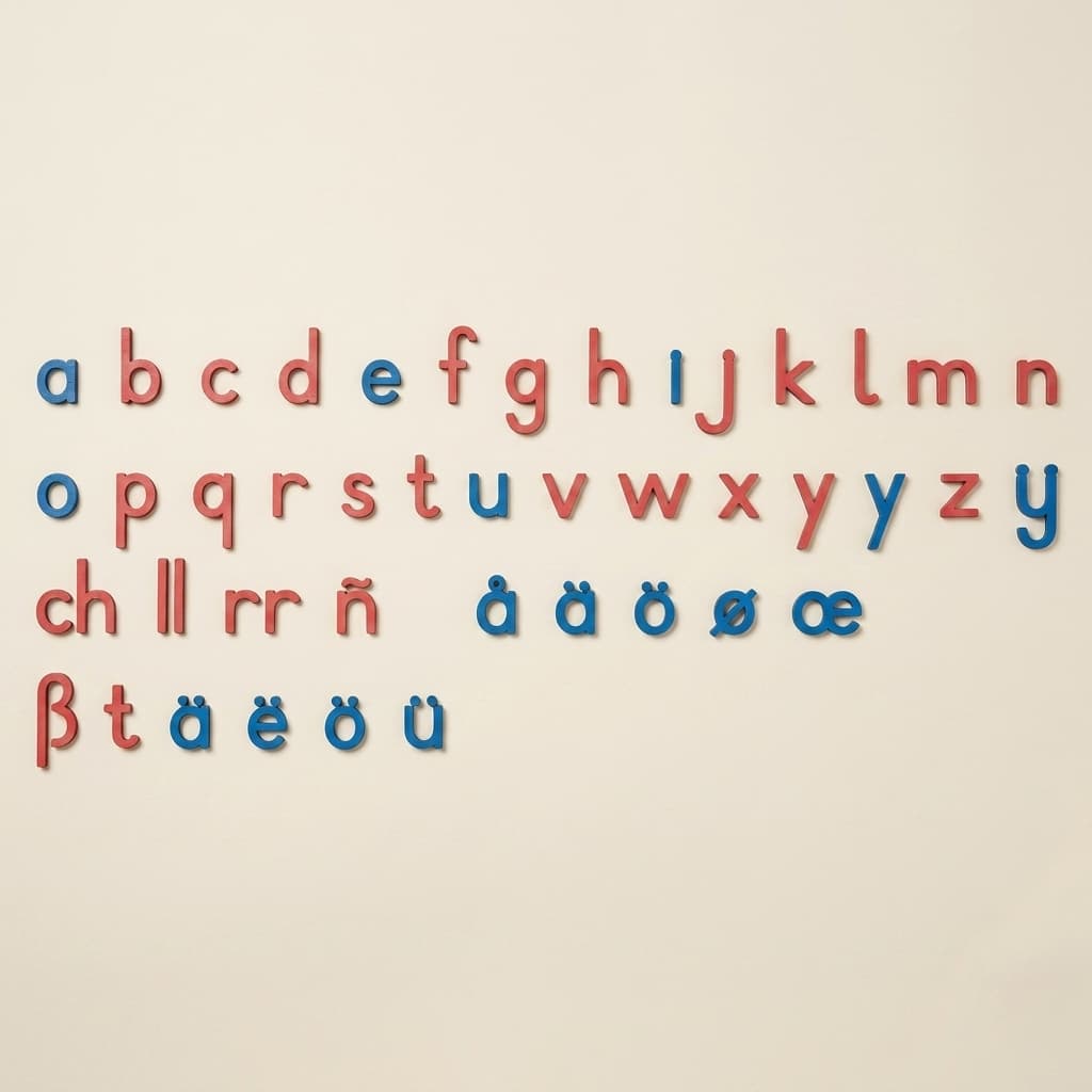 Hölzernes Bewegliches Alphabet: Internationale Druckschrift - Montessori Material | Faborino