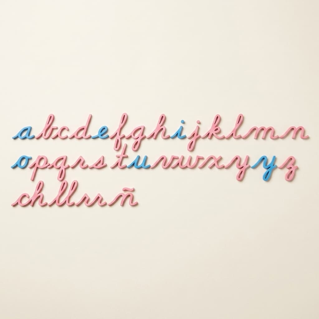 Hölzernes Bewegliches Alphabet: US-Schreibschrift - Montessori Material | Faborino