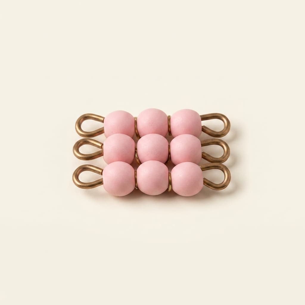 Einzelnes Glasperlenquadrat der 3: Rosa - Montessori Material | Faborino