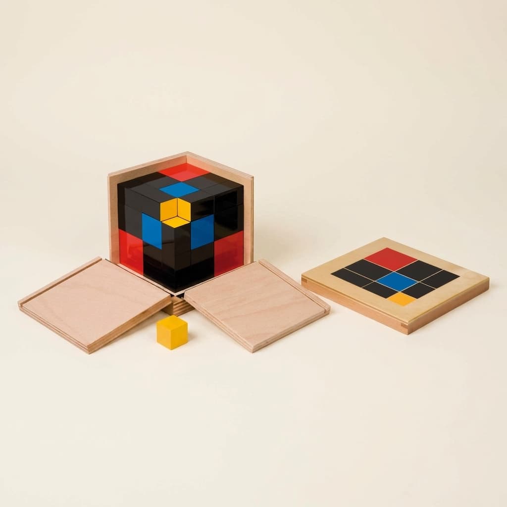 Trinomialwürfel: Algebraische Formeleinführung durch Manipulation - Montessori Material | Faborino