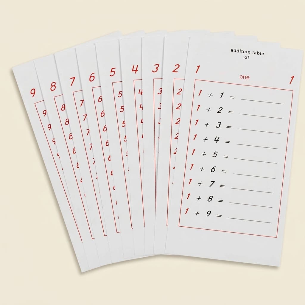 Additionstabellen - Montessori Material | Faborino