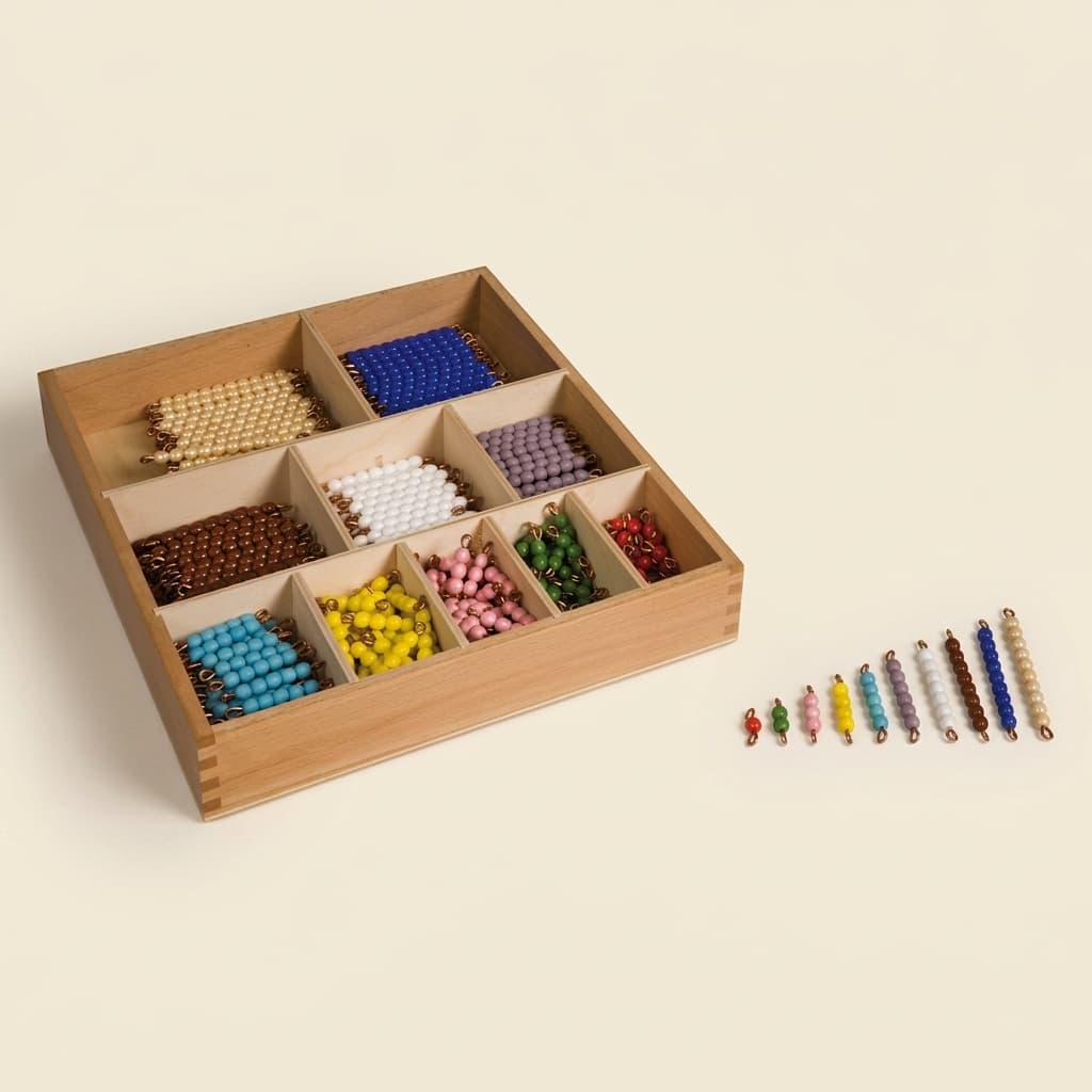 Dekanomial-Perlenstab-Box: erweiterte Mathematik bis 10 - Montessori Material | Faborino