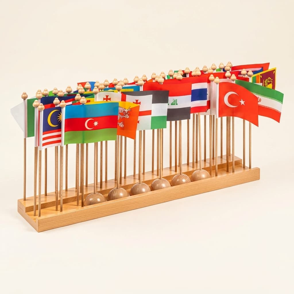 Asien-Flaggenständer: Ländererkennung & Zuordnungsaktivität