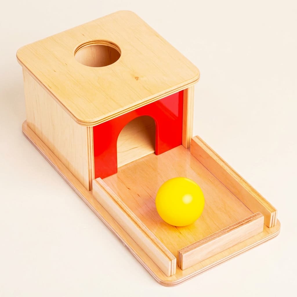 Object Permanence Box: Ballwurf mit Tablett für Kleinkinder