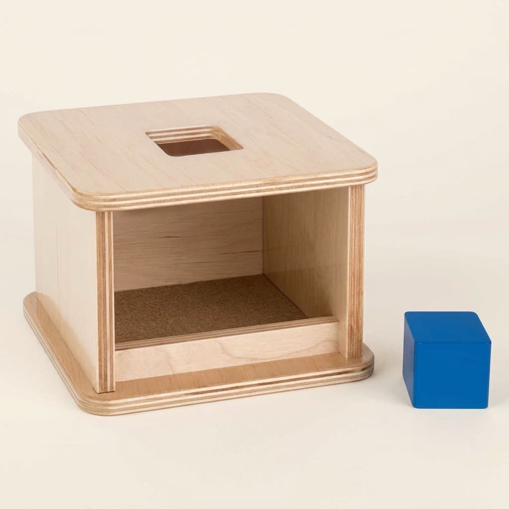 Imbucare-Box mit Würfel: Objektpermanenz & Quadratische Form - Montessori Material | Faborino