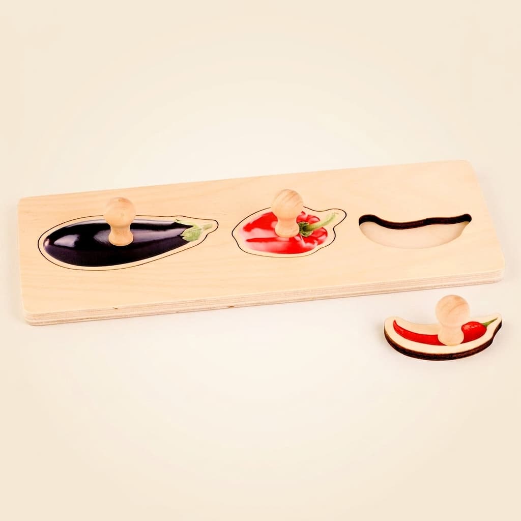 Kleinkind-Puzzle: 3 Gemüsesorten - Montessori Material | Faborino