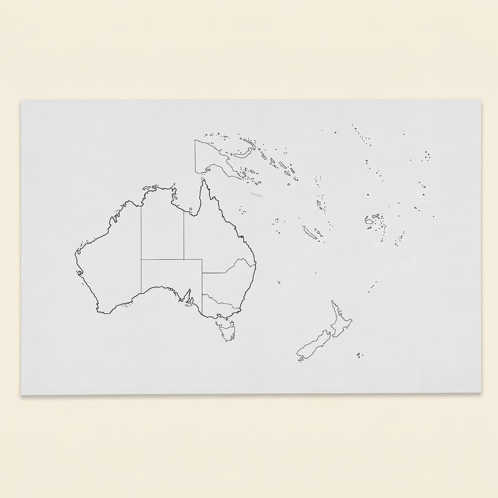 Australien: Bundesstaatsgrenzkarten: 50er-Pack - Montessori Material | Faborino