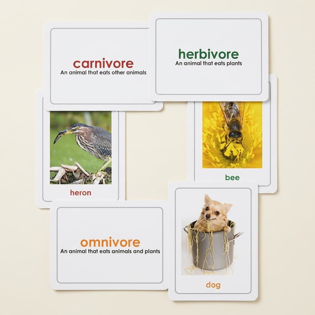 Fleischfresser, Pflanzenfresser und Allesfresser - Montessori Material | Faborino