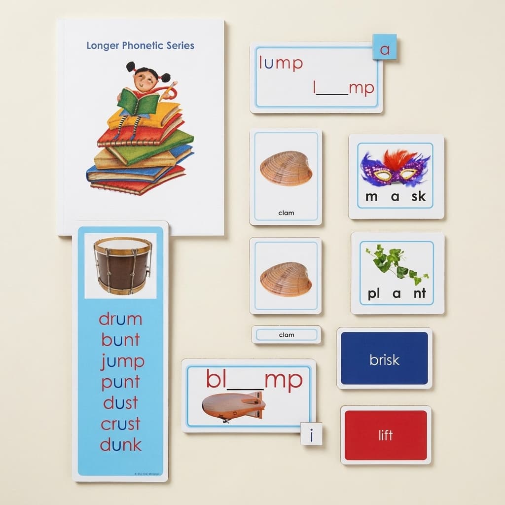 Blaue Phonetik-Serie: Längere Wörter & komplexe Kombinationen - Montessori Material | Faborino