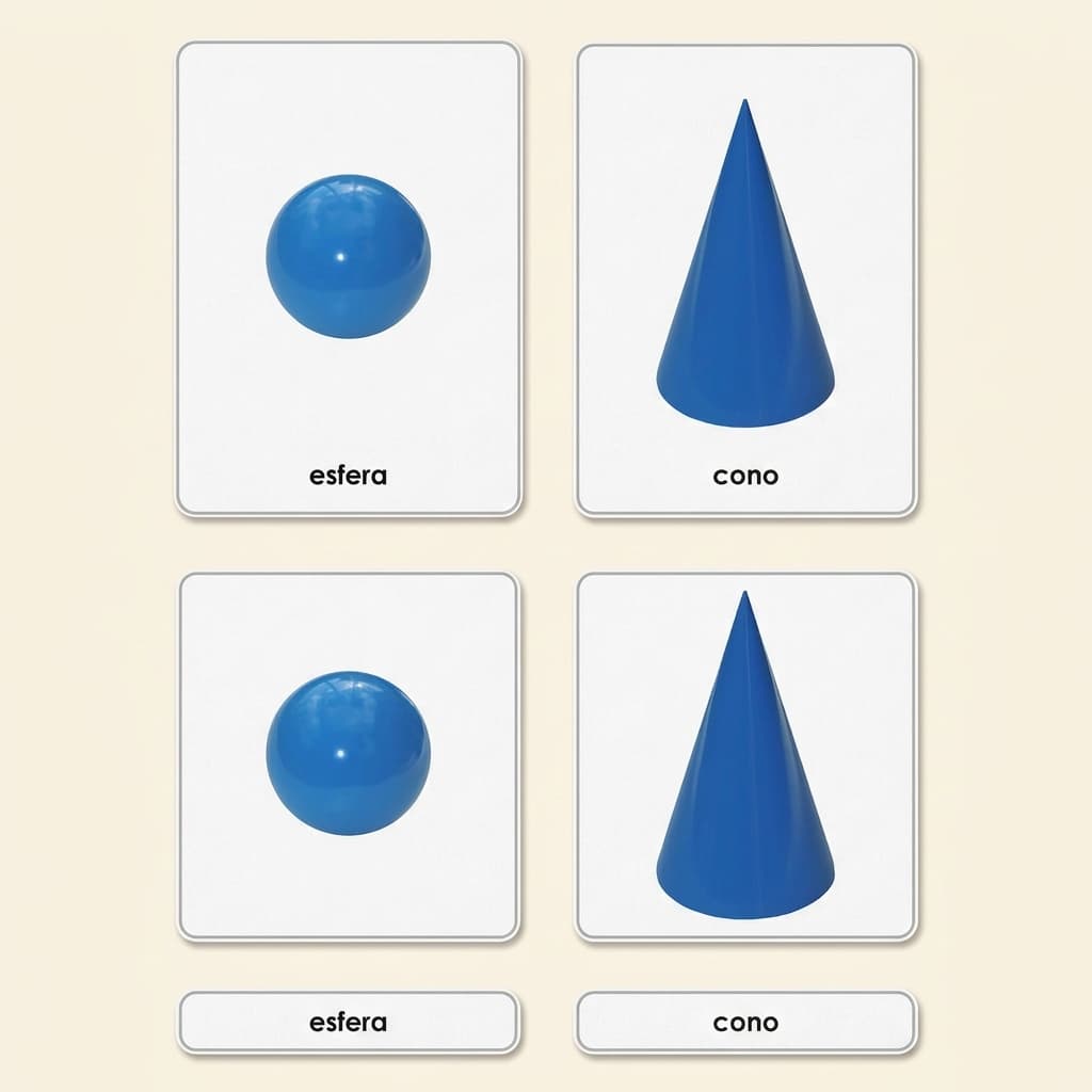 Geometrische Körper: Nomenklaturkarten - Montessori Material | Faborino