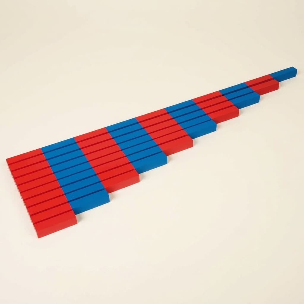 Číselné tyče — deset graduovaných dřevěných tyčí - Montessori Material | Faborino
