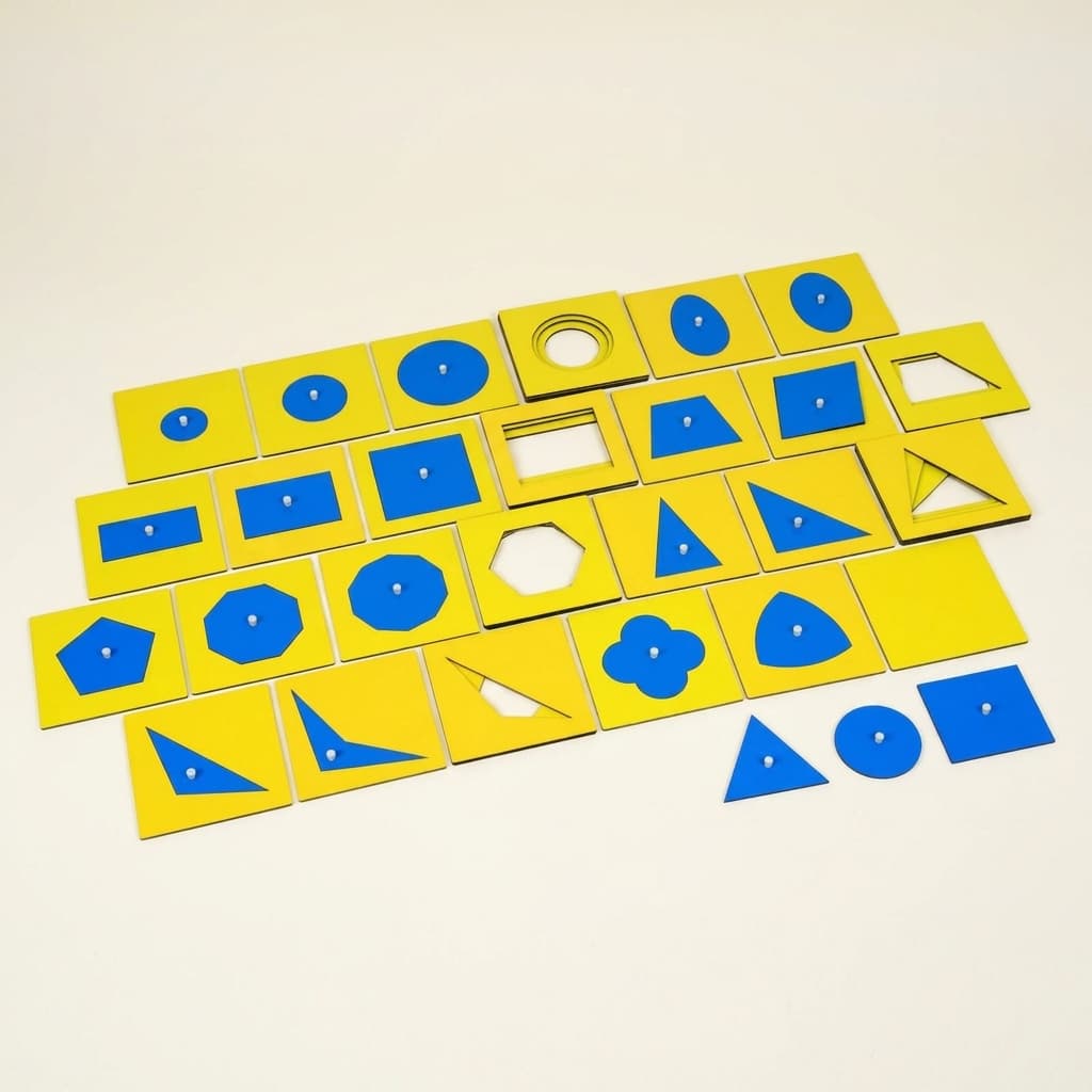Geometriekommode-Karten: 35 blaue Formenkarten zum visuellen Zuordnen - Montessori Material | Faborino