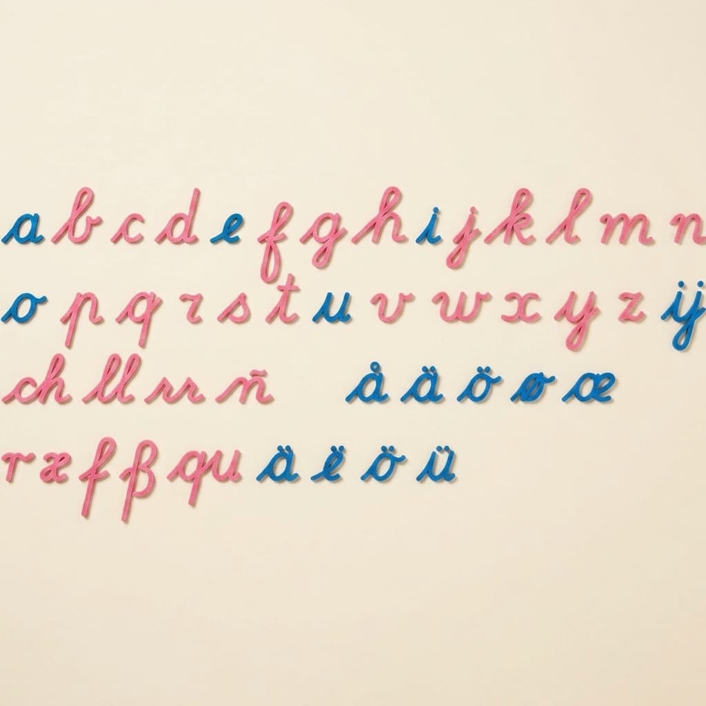 Hölzernes Bewegliches Alphabet: Internationale Schreibschrift - Montessori Material | Faborino