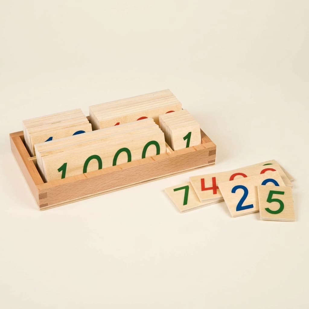 Malé číselné karty 1-9000: Dřevo - Montessori Material | Faborino