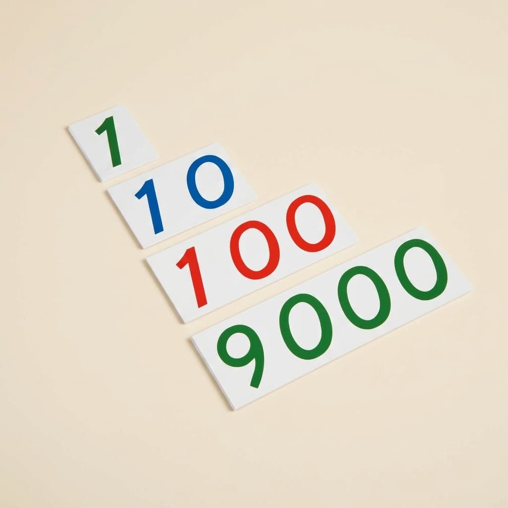 Velké číselné karty 1-9000: Plast - Montessori Material | Faborino