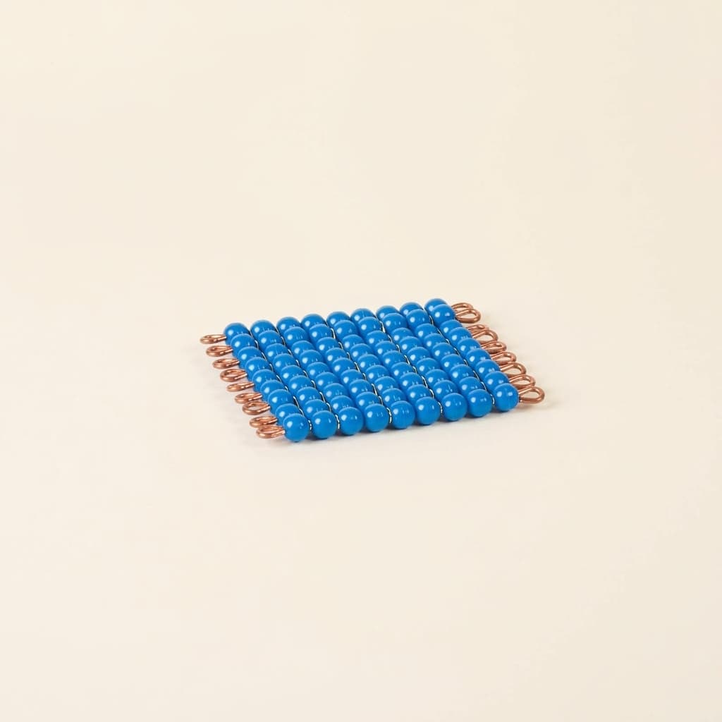 Einzelnes Nylonperlenquadrat der 9: Dunkelblau - Montessori Material | Faborino