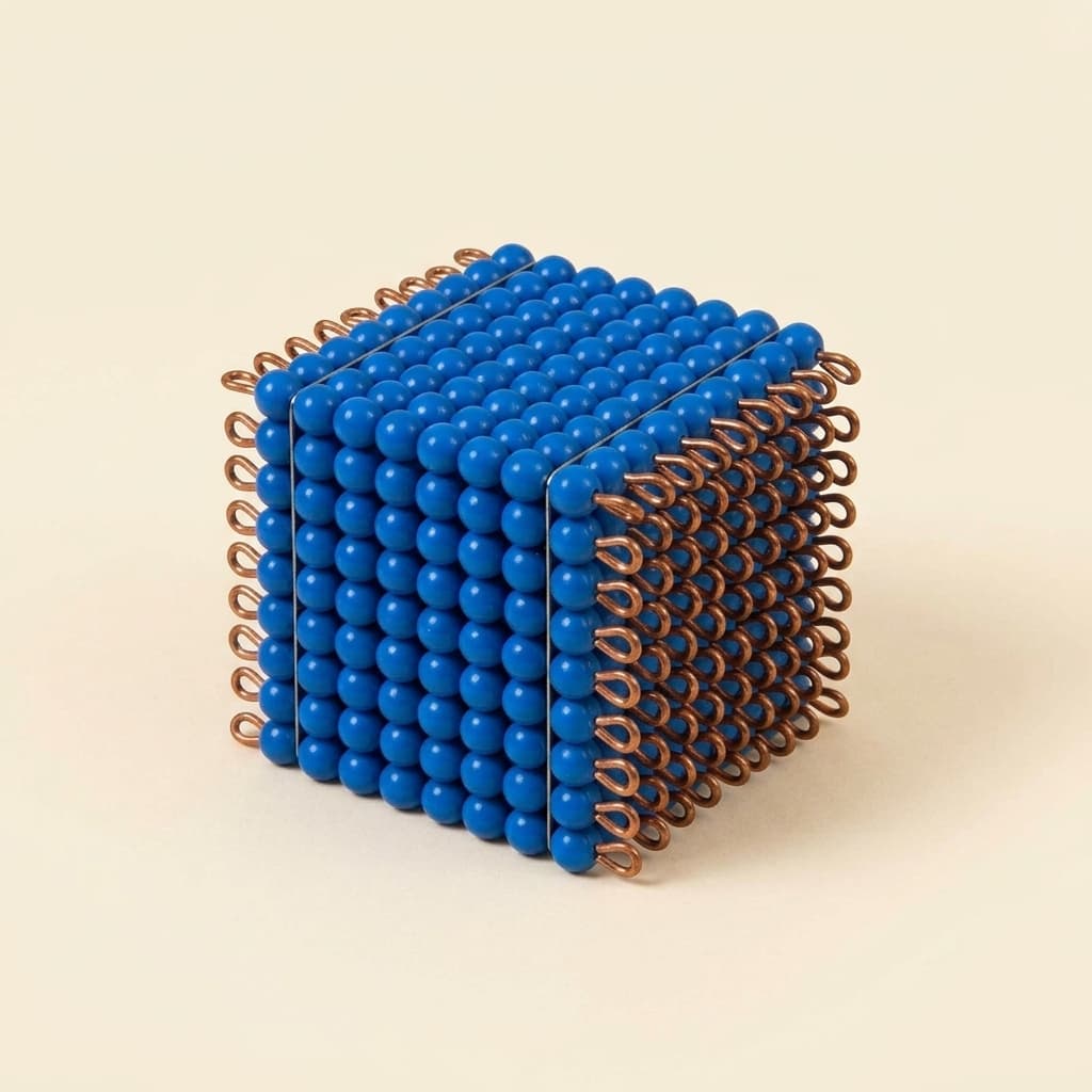 Nylon-Perlen-Würfel 9: Dunkelblaue Einzelperlen für 9³-Konzept - Montessori Material | Faborino