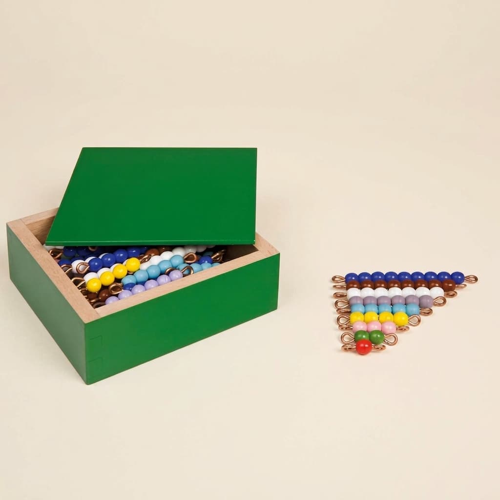 Farbige Perlentreppen: 10 Sets Glasperlen 1-10 - Montessori Material | Faborino