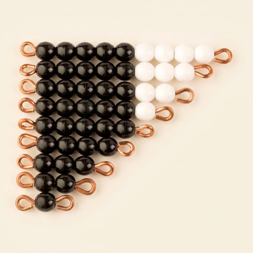 Schwarz-Weiße Perlentreppen: Einzelperlen Nylon: 1 Set - Montessori Material | Faborino