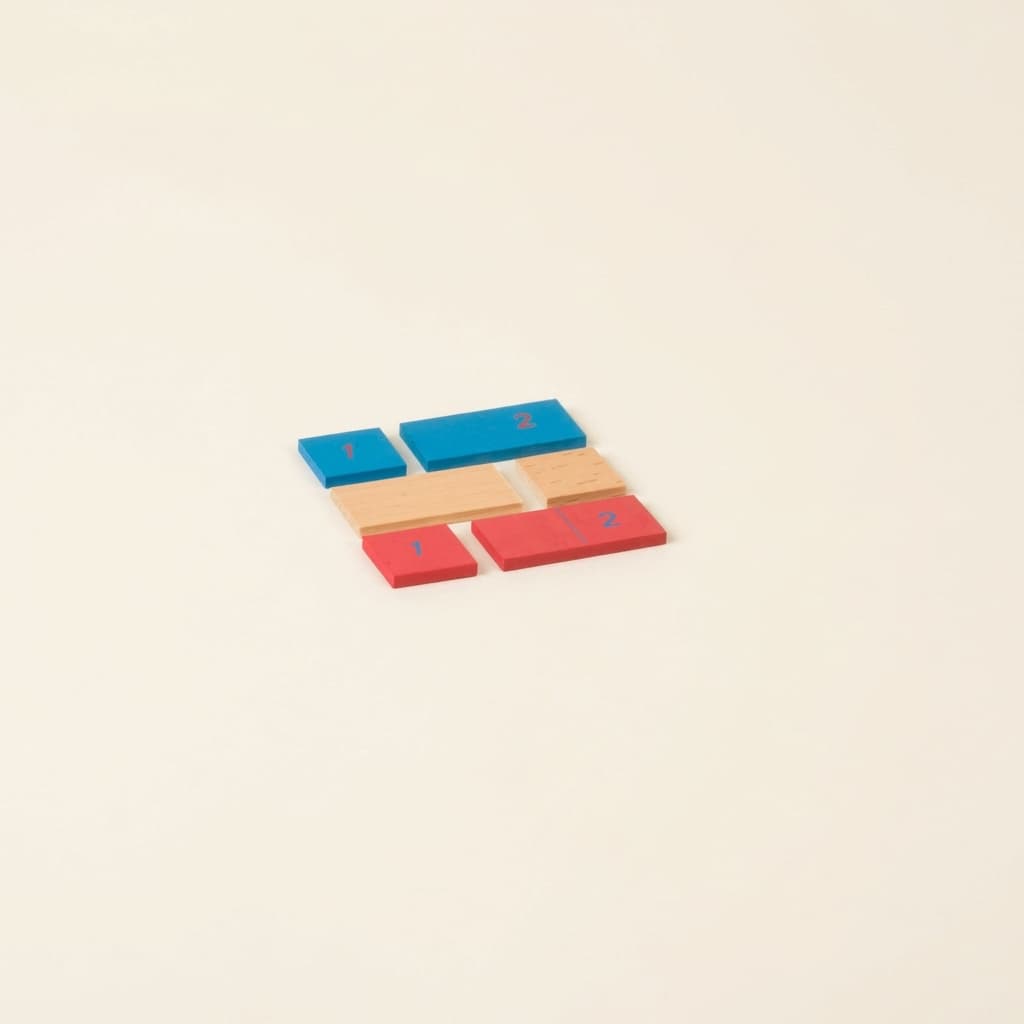 Erste 2 Streifen für Additions-/Subtraktionsstreifenbrett: Rot/Blau/Natur - Montessori Material | Faborino