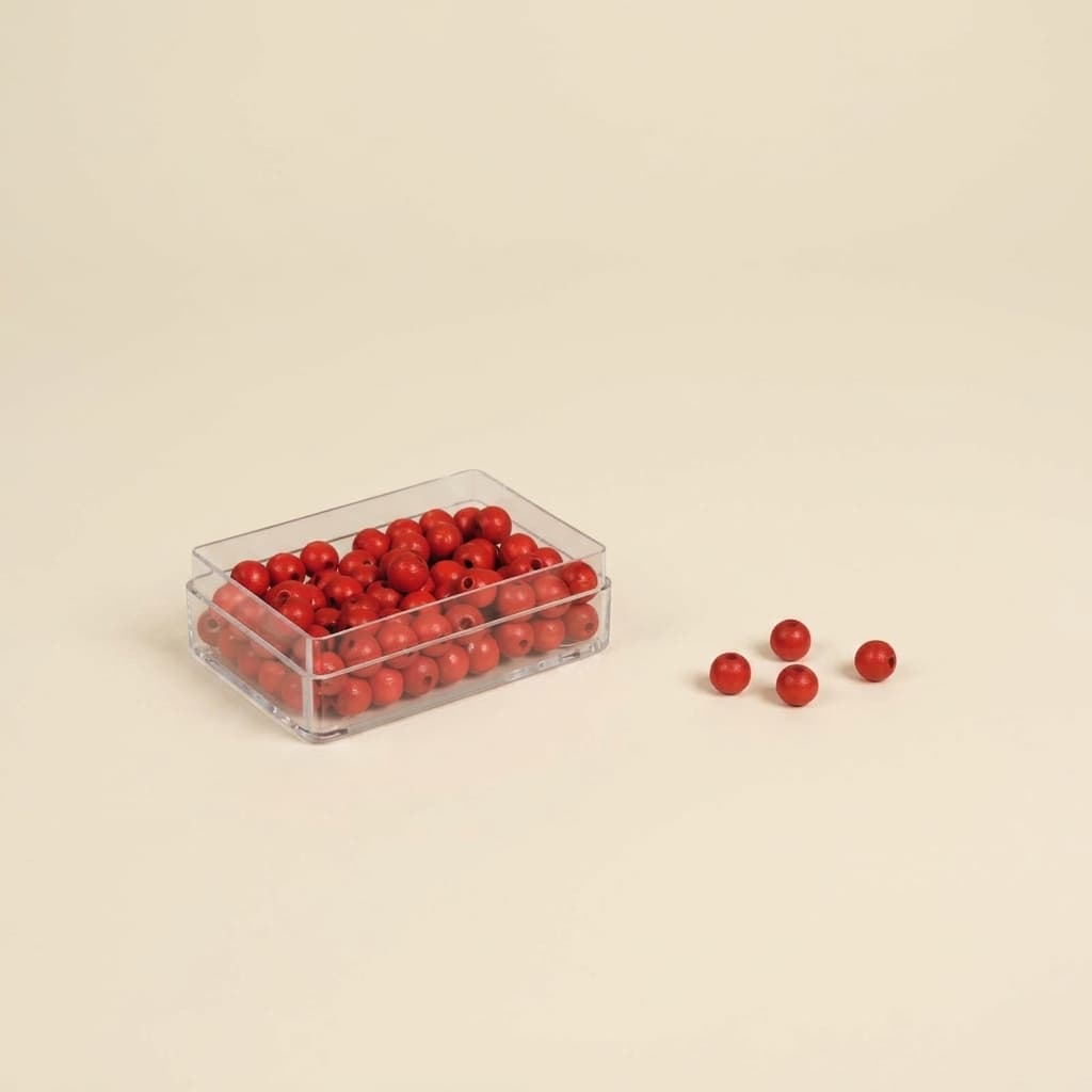 Rote Perlen (100 Stück) - Montessori Material | Faborino