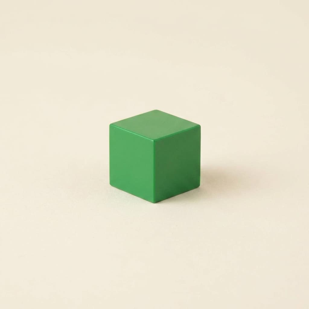 Geometrische Zahlenhierarchie: Grüner Würfel 5 mm - Montessori Material | Faborino