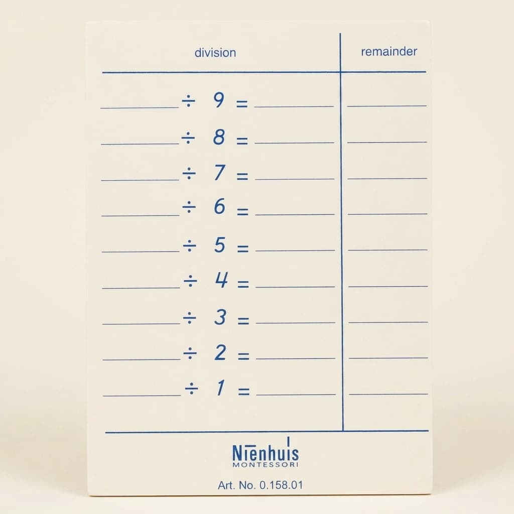 Divisionstabellen - Montessori Material | Faborino