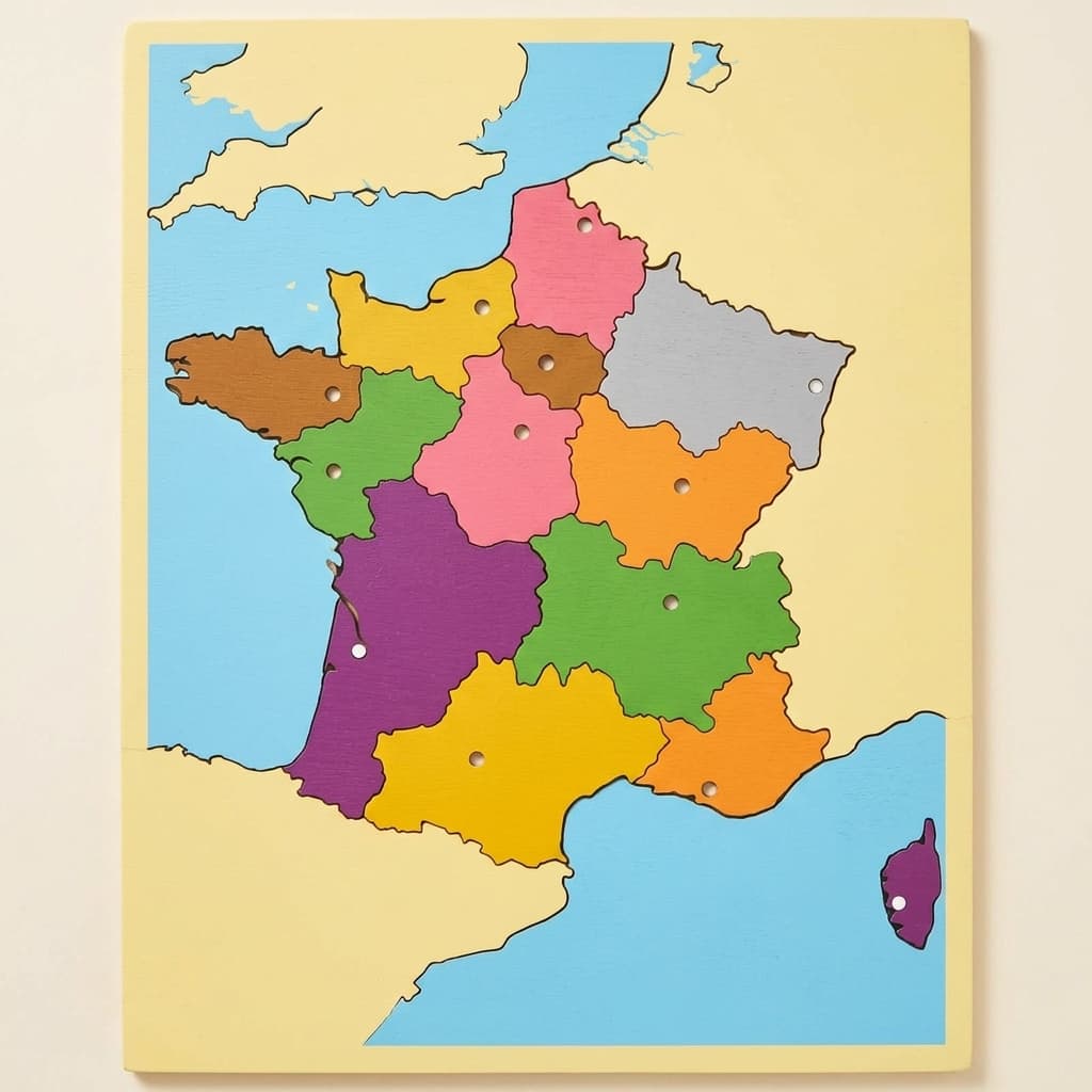 Puzzlekarte: Frankreich - Montessori Material | Faborino